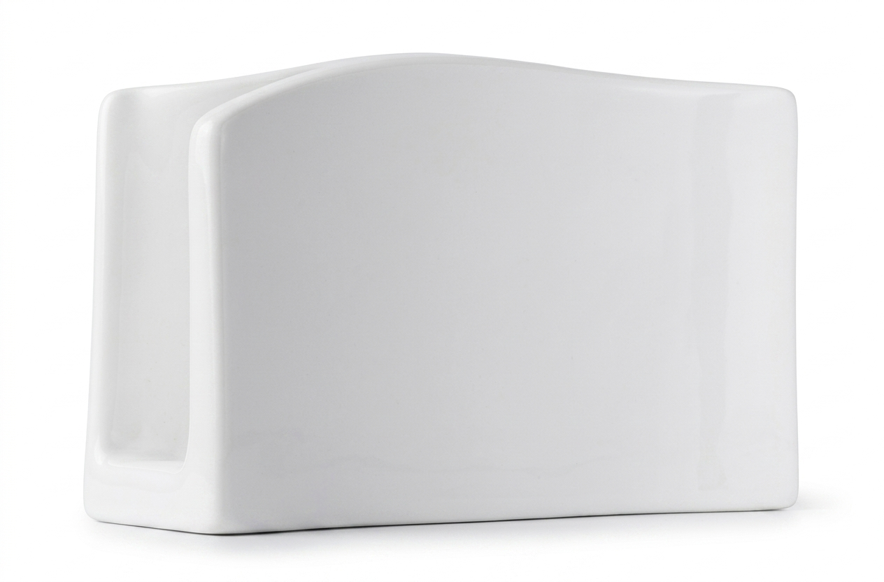 Steed Plain White Ceramic Tissue Holder, 3.85 Inch (9.80 cm)