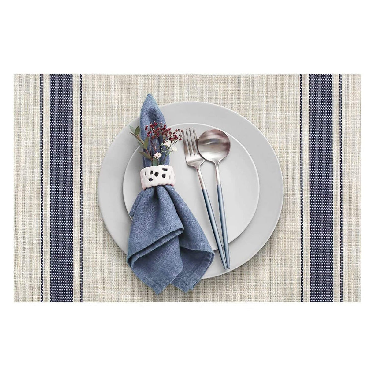 Insulated Stripe PVC Table Mat, Anti-Slip & Heat Resistant, 30x45cm